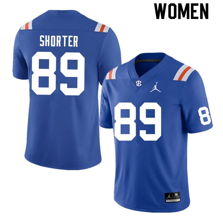 NCAA Florida Gators Justin Shorter Women's #89 Nike Blue Throwback Stitched Authentic College Football Jersey TNG2764SK